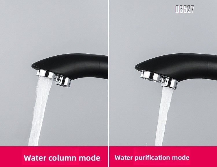 Dual Function Matte Black  Kitchen Faucet with Water Purifier Modern Single Hole Kitchen Sink Faucet, Dual Handle, Brass
