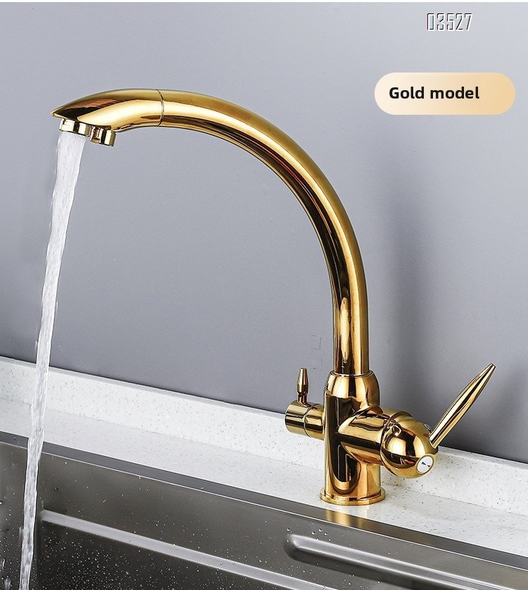 Dual Function Matte Black  Kitchen Faucet with Water Purifier Modern Single Hole Kitchen Sink Faucet, Dual Handle, Brass
