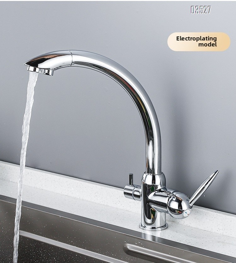 Dual Function Matte Black  Kitchen Faucet with Water Purifier Modern Single Hole Kitchen Sink Faucet, Dual Handle, Brass
