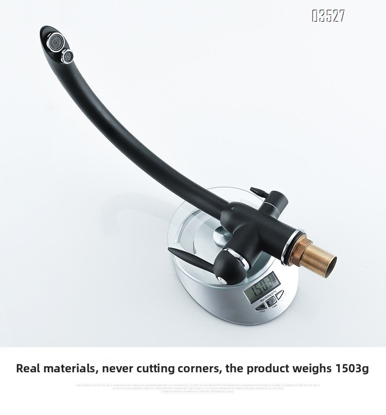 Dual Function Matte Black  Kitchen Faucet with Water Purifier Modern Single Hole Kitchen Sink Faucet, Dual Handle, Brass