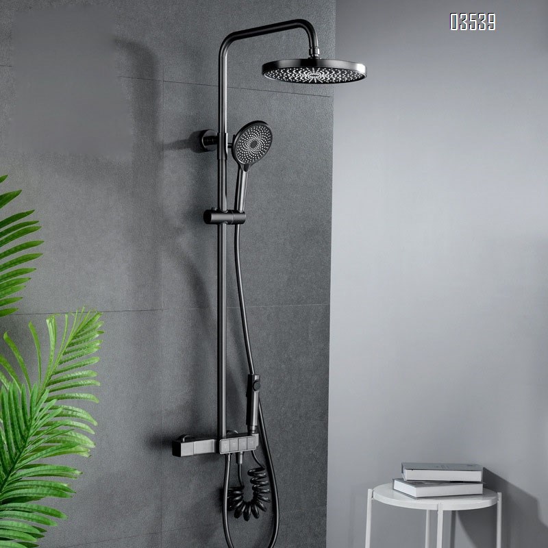 New grey all-Brass bathroom four-function shower head set with spray gun