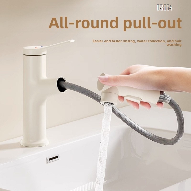 Dual Spray Pattern Pull Out Kitchen Faucet with Switch Button  Small Single Handle Kitchen Sink Faucet Deck Mounted Cheap Price