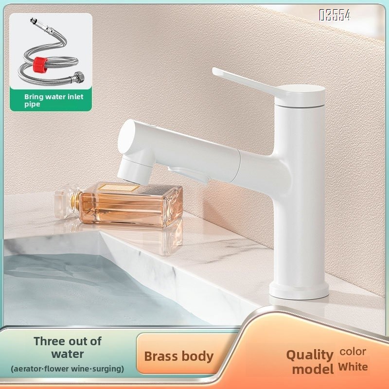 Dual Spray Pattern Pull Out Kitchen Faucet with Switch Button  Small Single Handle Kitchen Sink Faucet Deck Mounted Cheap Price