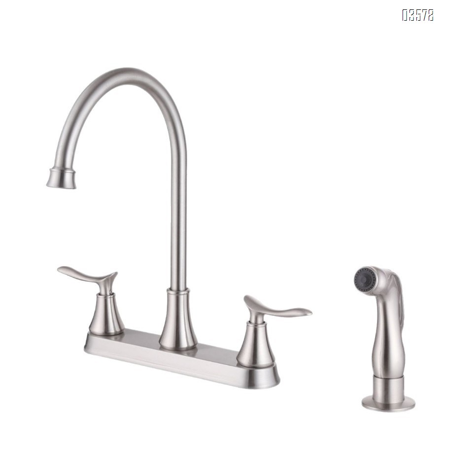 2-hole Faucet Modern Deck Mounted Faucet Side Spray For Kitchen And Bathroom Hot And Cold Water Dual Handle Contemporary Brushed Finish Faucet 2-hole Kitchen Faucet