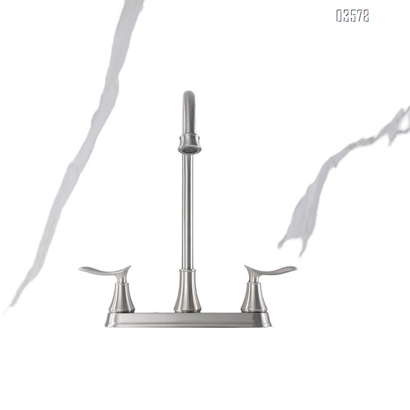 2-hole Faucet Modern Deck Mounted Faucet Side Spray For Kitchen And Bathroom Hot And Cold Water Dual Handle Contemporary Brushed Finish Faucet 2-hole Kitchen Faucet