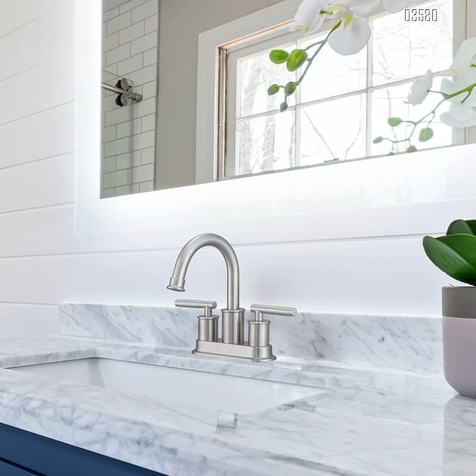 Hot Sale Brass Double Handles Wash Basin Tap Black  Bathroom Mixer Basin Faucet With Drainer for Bathroom RV Kitchen