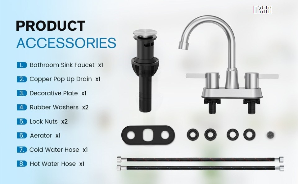 Dual Handle Bathroom Sink Faucet Basin Mixer With  Drain Stopper Brushed Nickle 3-hole  Basin Faucet
