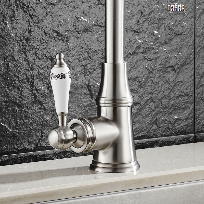 Modern Brass  Single-Hole Kitchen Sink Faucet  360° Rotatable  Single Handle Basin Faucet for Kitchen RV Bathroom