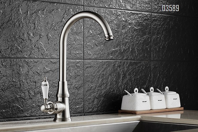Modern Brass  Single-Hole Kitchen Sink Faucet  360° Rotatable  Single Handle Basin Faucet for Kitchen RV Bathroom