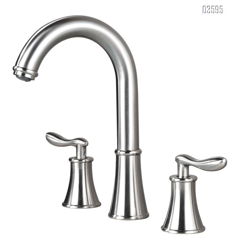 Modern Design  Two Handles  Deck Mounted Hot & Cold Water Living Room Bathroom Faucet Brass  3-Hole Basin Faucet for Sink