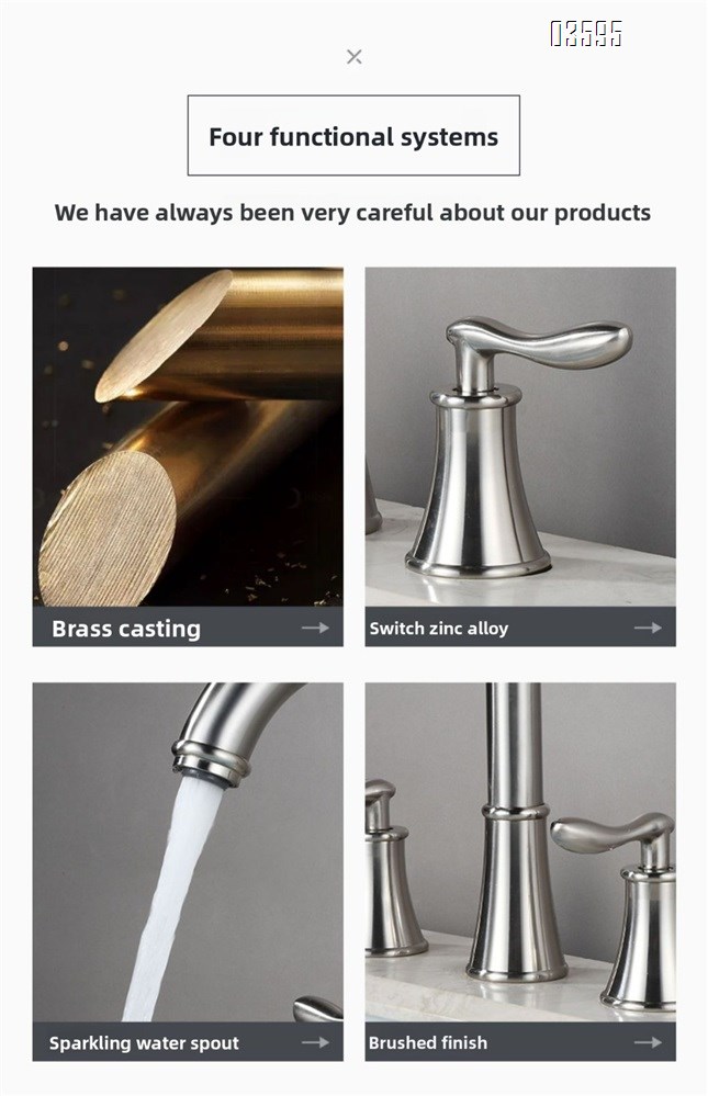 Modern Design  Two Handles  Deck Mounted Hot & Cold Water Living Room Bathroom Faucet Brass  3-Hole Basin Faucet for Sink