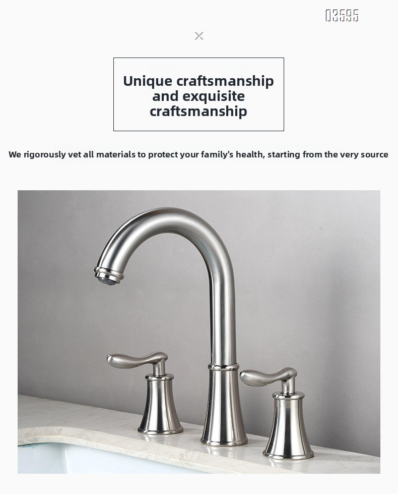 Modern Design  Two Handles  Deck Mounted Hot & Cold Water Living Room Bathroom Faucet Brass  3-Hole Basin Faucet for Sink