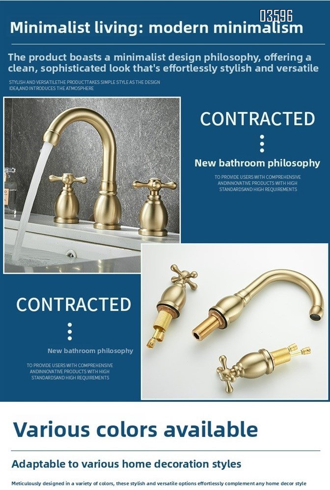 Two Handle 3 Holes Deck Mounted Basin Faucet Antique Brass Faucet for Luxury Antique Vanity Bathroom Sink Faucet