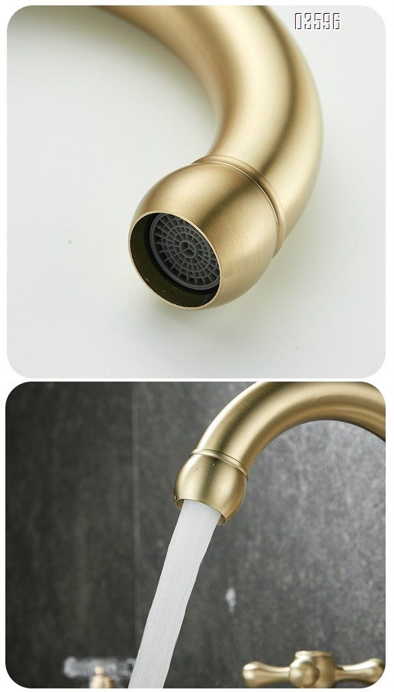 Two Handle 3 Holes Deck Mounted Basin Faucet Antique Brass Faucet for Luxury Antique Vanity Bathroom Sink Faucet