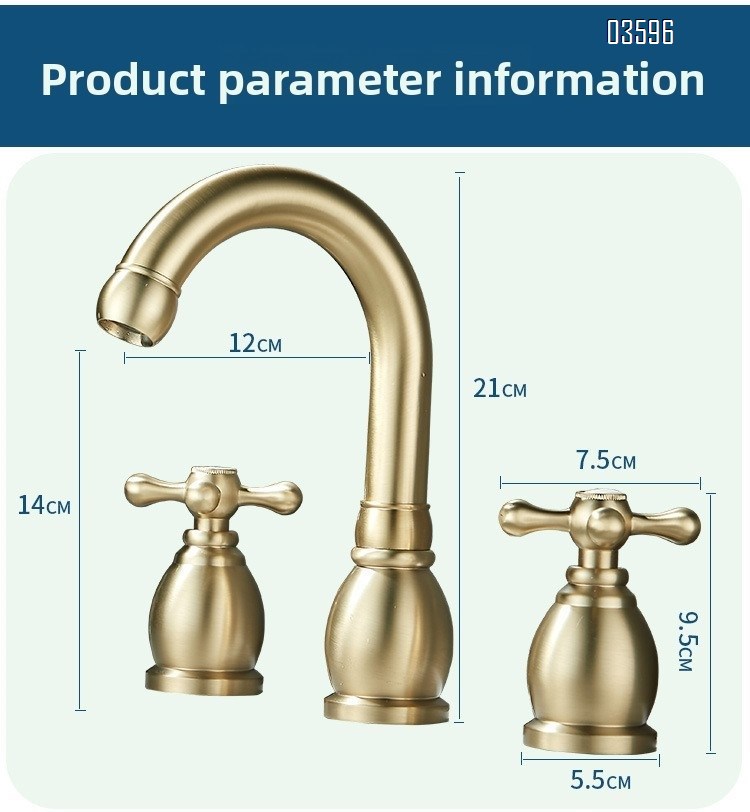 Two Handle 3 Holes Deck Mounted Basin Faucet Antique Brass Faucet for Luxury Antique Vanity Bathroom Sink Faucet