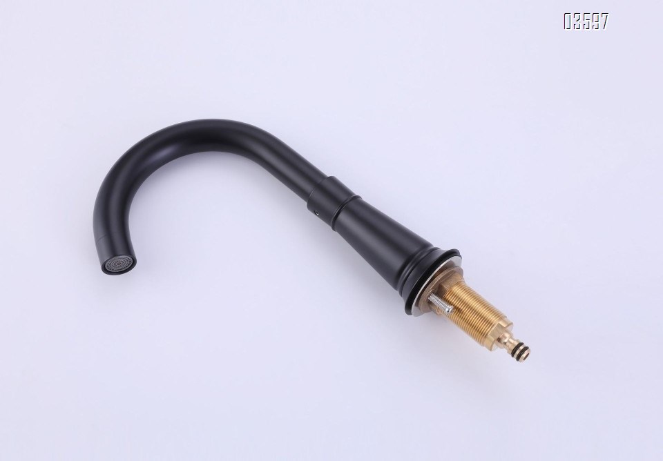 Modern Design Two Handles Black Bathroom Faucet with Supply Hose 3-Hole Basin Faucet with Brass Valve Core for Sink