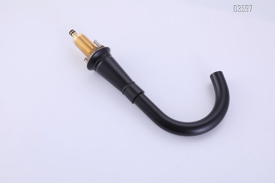 Modern Design Two Handles Black Bathroom Faucet with Supply Hose 3-Hole Basin Faucet with Brass Valve Core for Sink