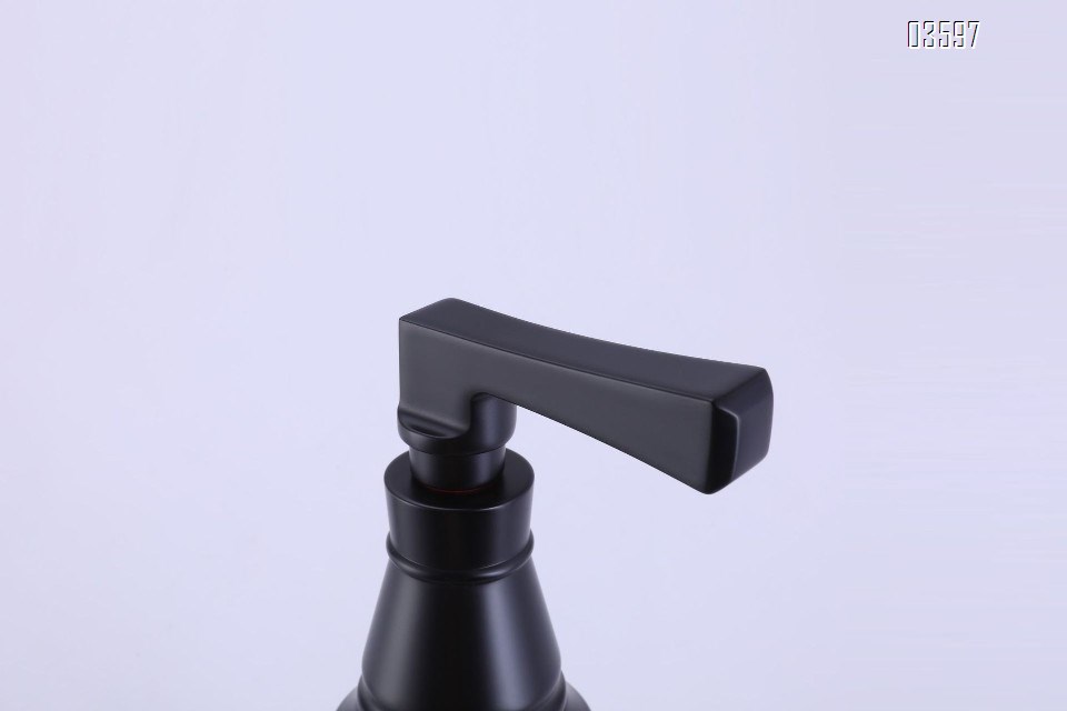 Modern Design Two Handles Black Bathroom Faucet with Supply Hose 3-Hole Basin Faucet with Brass Valve Core for Sink