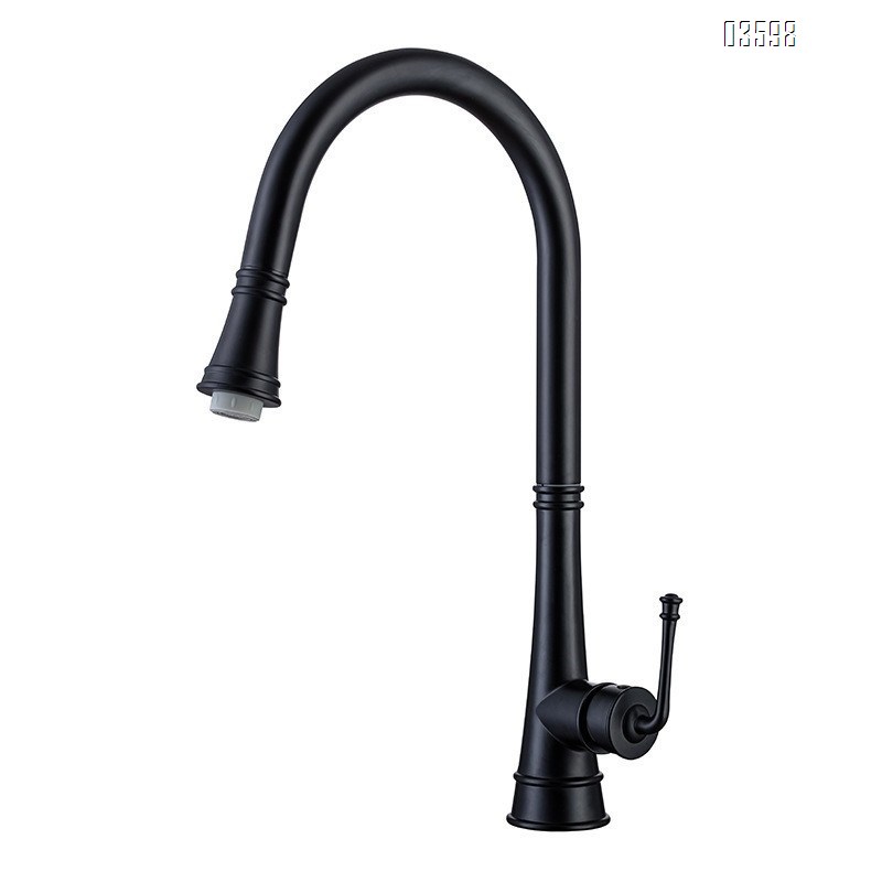Modern Single-Handle Brass Kitchen Faucet with Pull-Out Sprayer Ceramic Valve Core Water Tap  Mixer Single-Hole