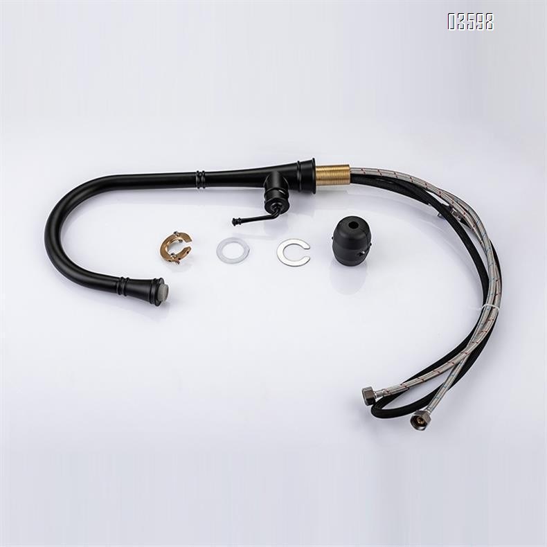 Modern Single-Handle Brass Kitchen Faucet with Pull-Out Sprayer Ceramic Valve Core Water Tap  Mixer Single-Hole