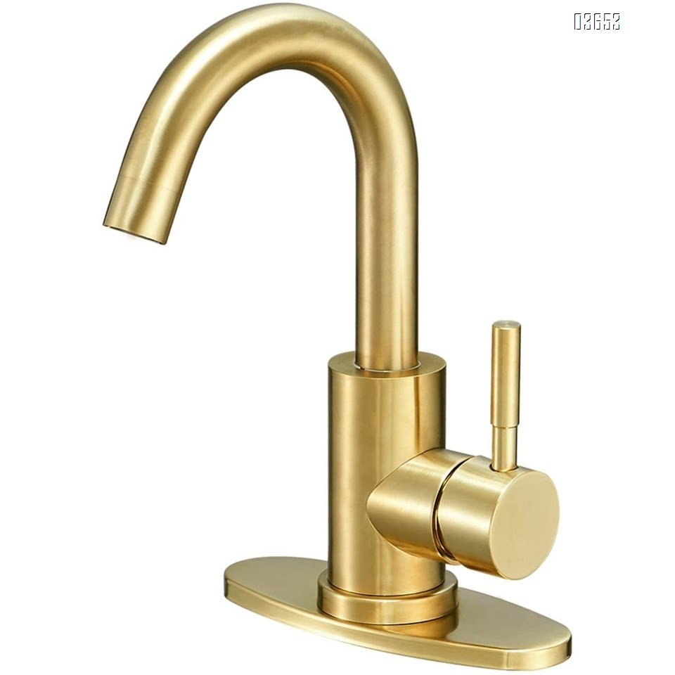 Modern Design Brushed Gold Sink Kitchen Hot and Cold Mixer Ceramic Valve Core Faucet Single Handle Tap for Kitchen and Basin