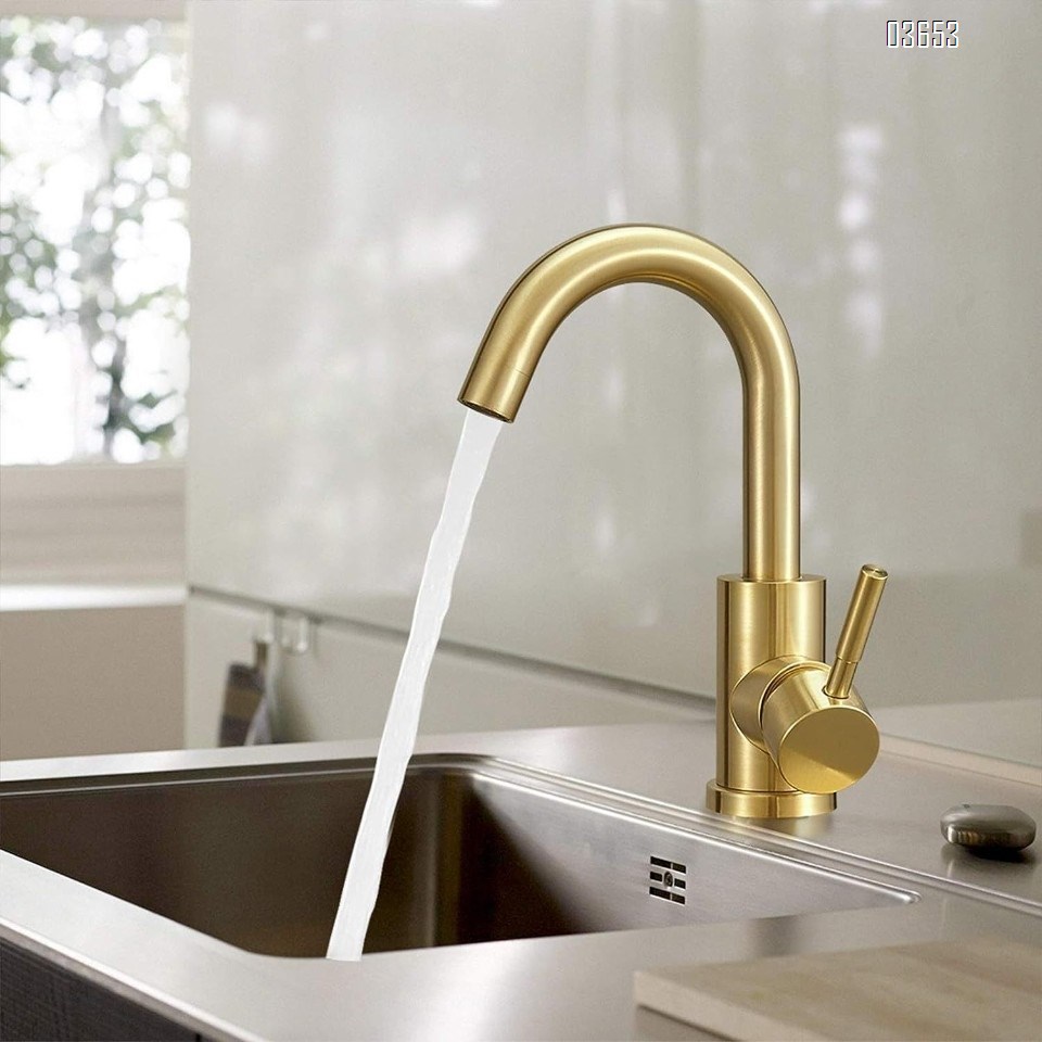 Modern Design Brushed Gold Sink Kitchen Hot and Cold Mixer Ceramic Valve Core Faucet Single Handle Tap for Kitchen and Basin