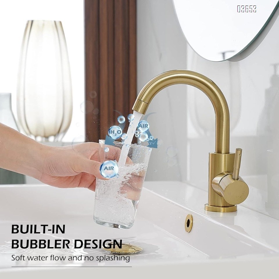 Modern Design Brushed Gold Sink Kitchen Hot and Cold Mixer Ceramic Valve Core Faucet Single Handle Tap for Kitchen and Basin