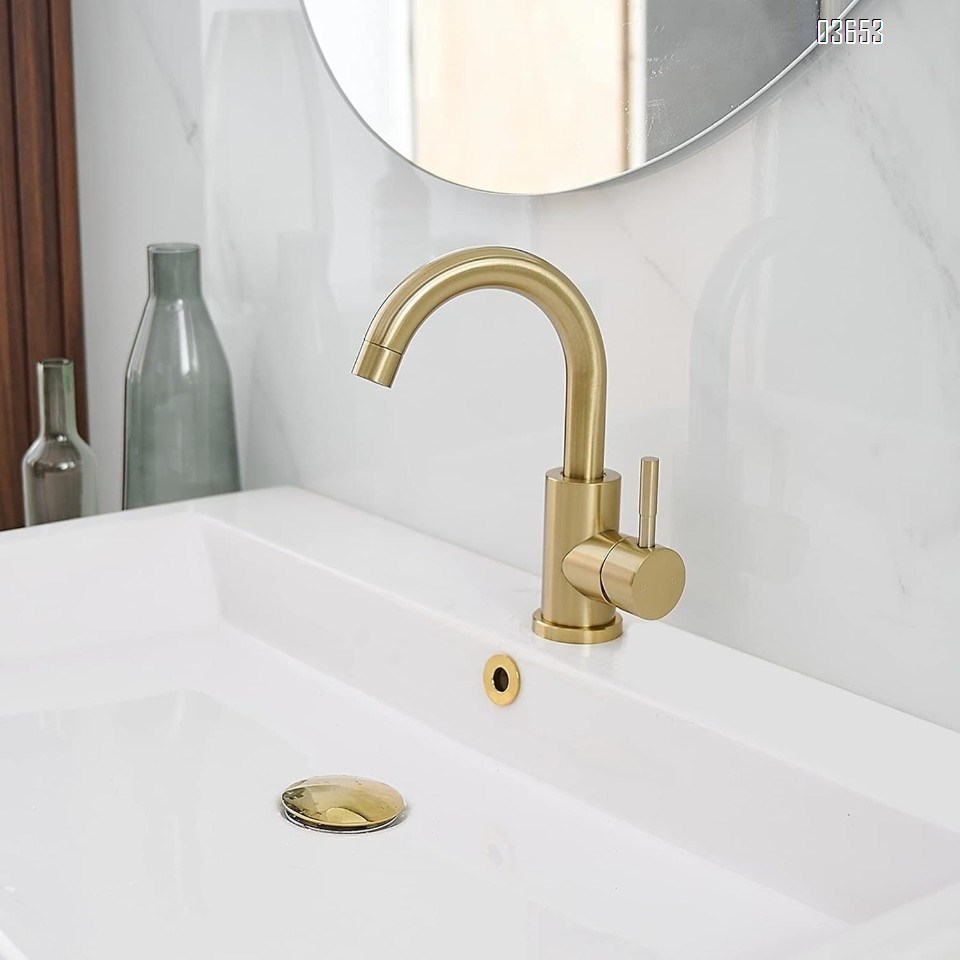 Modern Design Brushed Gold Sink Kitchen Hot and Cold Mixer Ceramic Valve Core Faucet Single Handle Tap for Kitchen and Basin