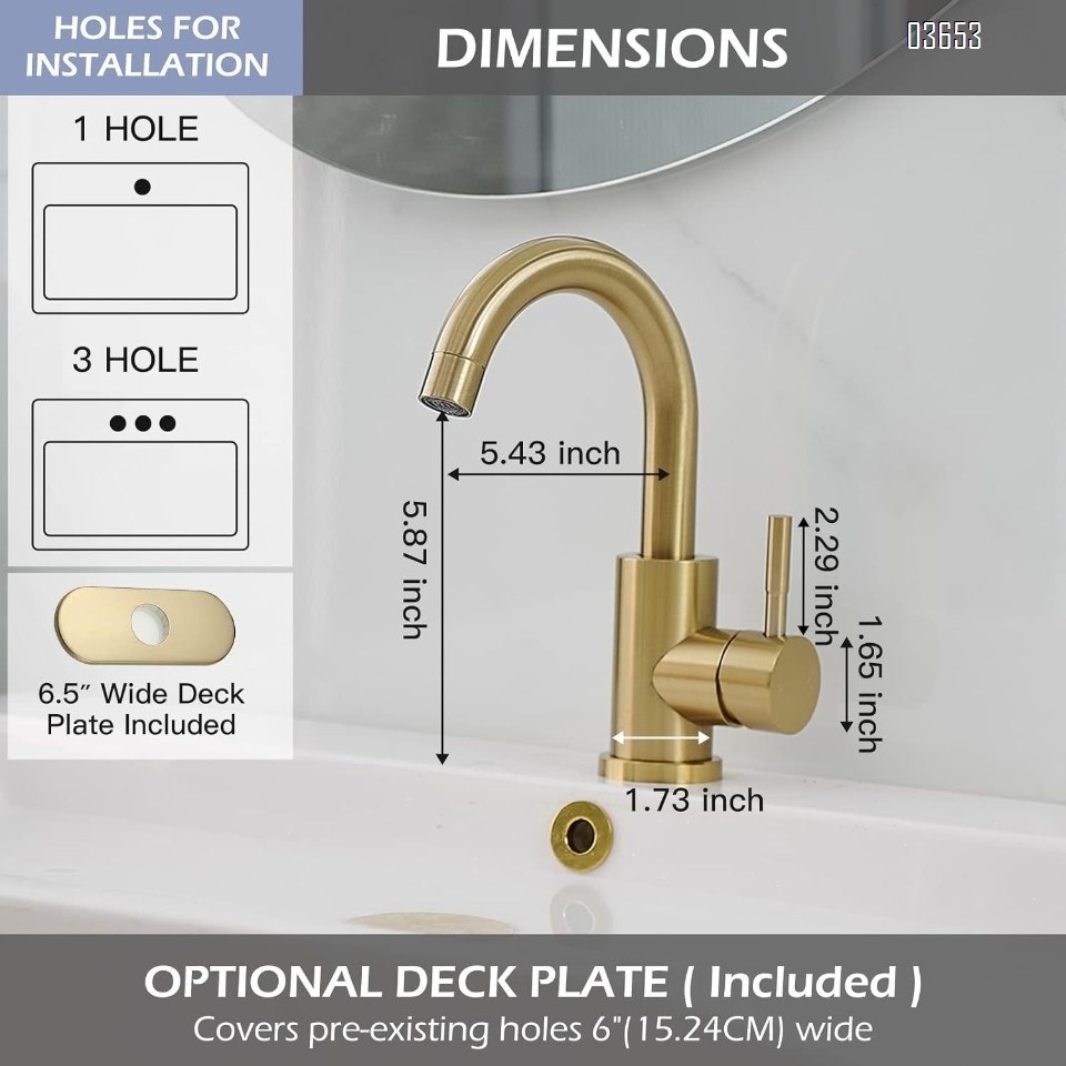 Modern Design Brushed Gold Sink Kitchen Hot and Cold Mixer Ceramic Valve Core Faucet Single Handle Tap for Kitchen and Basin