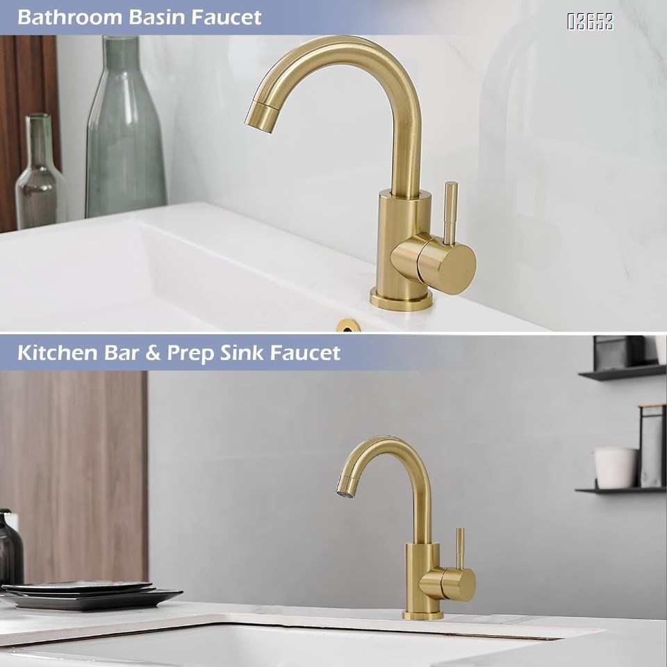 Modern Design Brushed Gold Sink Kitchen Hot and Cold Mixer Ceramic Valve Core Faucet Single Handle Tap for Kitchen and Basin
