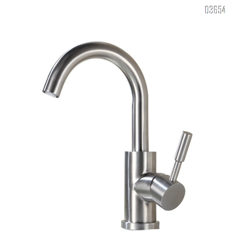 Modern Design Single-Handle Kitchen Faucet Stainless Steel with Ceramic Valve Hot and Cold Mixer Tap Single-Hole Installation