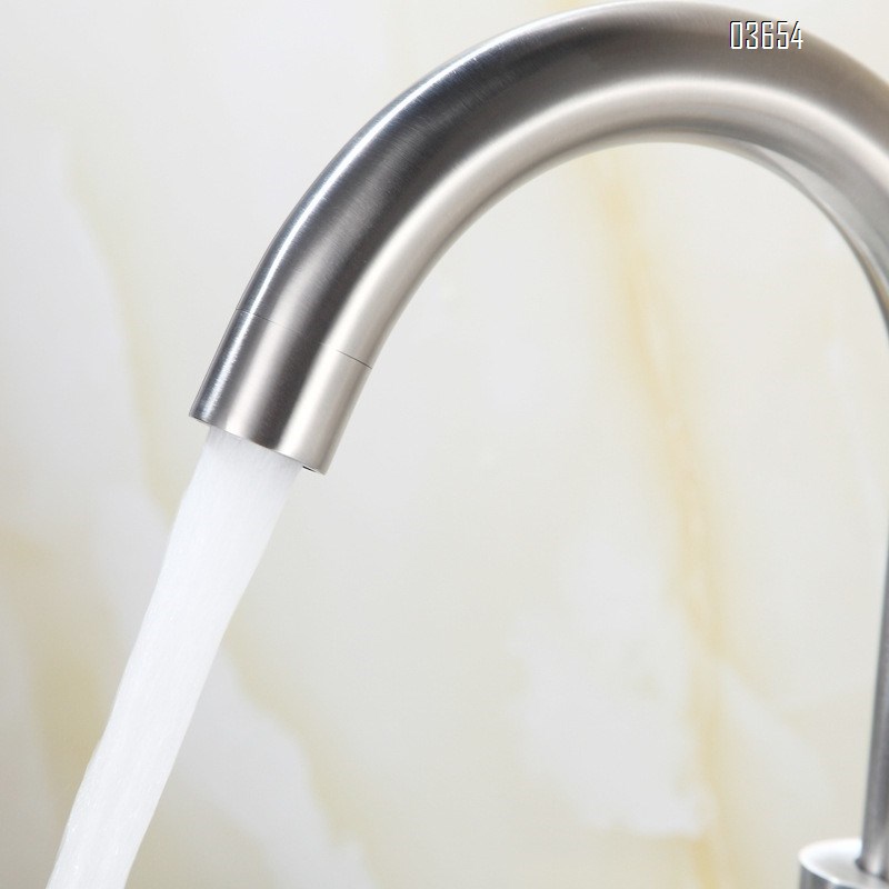 Modern Design Single-Handle Kitchen Faucet Stainless Steel with Ceramic Valve Hot and Cold Mixer Tap Single-Hole Installation