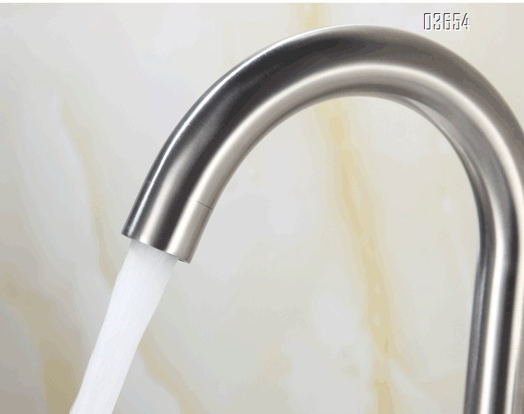 Modern Design Single-Handle Kitchen Faucet Stainless Steel with Ceramic Valve Hot and Cold Mixer Tap Single-Hole Installation