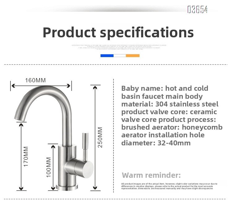 Modern Design Single-Handle Kitchen Faucet Stainless Steel with Ceramic Valve Hot and Cold Mixer Tap Single-Hole Installation