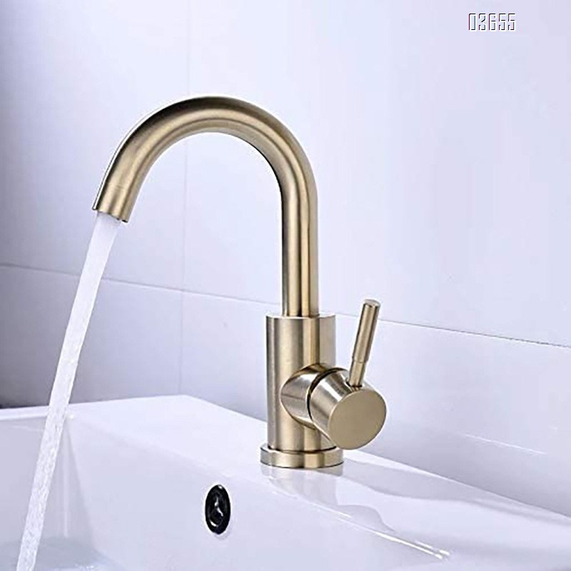 Modern Design Brushed Gold Kitchen Faucet Single Handle Stainless Steel Hot and Cold Mixer Kitchen Tap Ceramic Valve Core