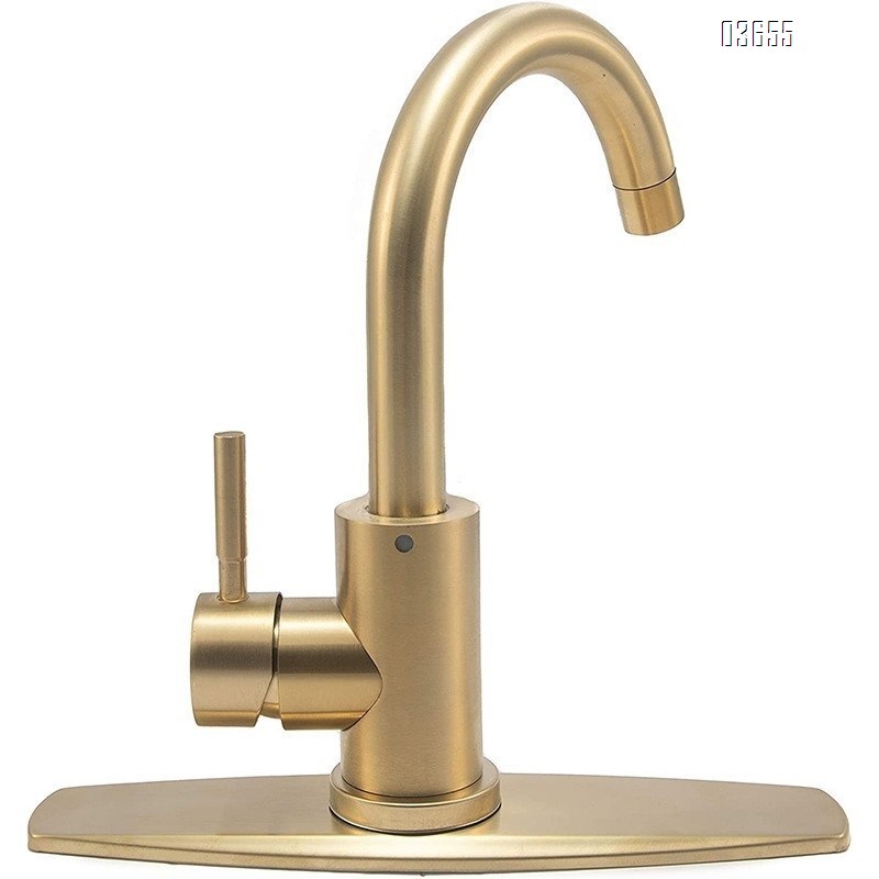 Modern Design Brushed Gold Kitchen Faucet Single Handle Stainless Steel Hot and Cold Mixer Kitchen Tap Ceramic Valve Core