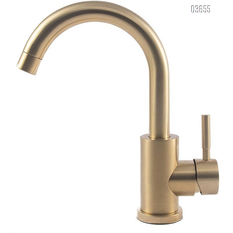 Modern Design Brushed Gold Kitchen Faucet Single Handle Stainless Steel Hot and Cold Mixer Kitchen Tap Ceramic Valve Core