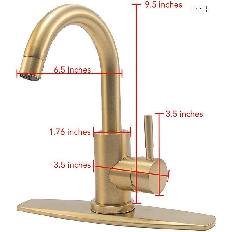 Modern Design Brushed Gold Kitchen Faucet Single Handle Stainless Steel Hot and Cold Mixer Kitchen Tap Ceramic Valve Core