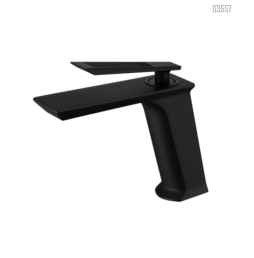 Modern Design Matte Black Single Handle Square Basin Faucet Brass Hot and Cold Mixer Tap Ceramic Valve Core for Bathroom