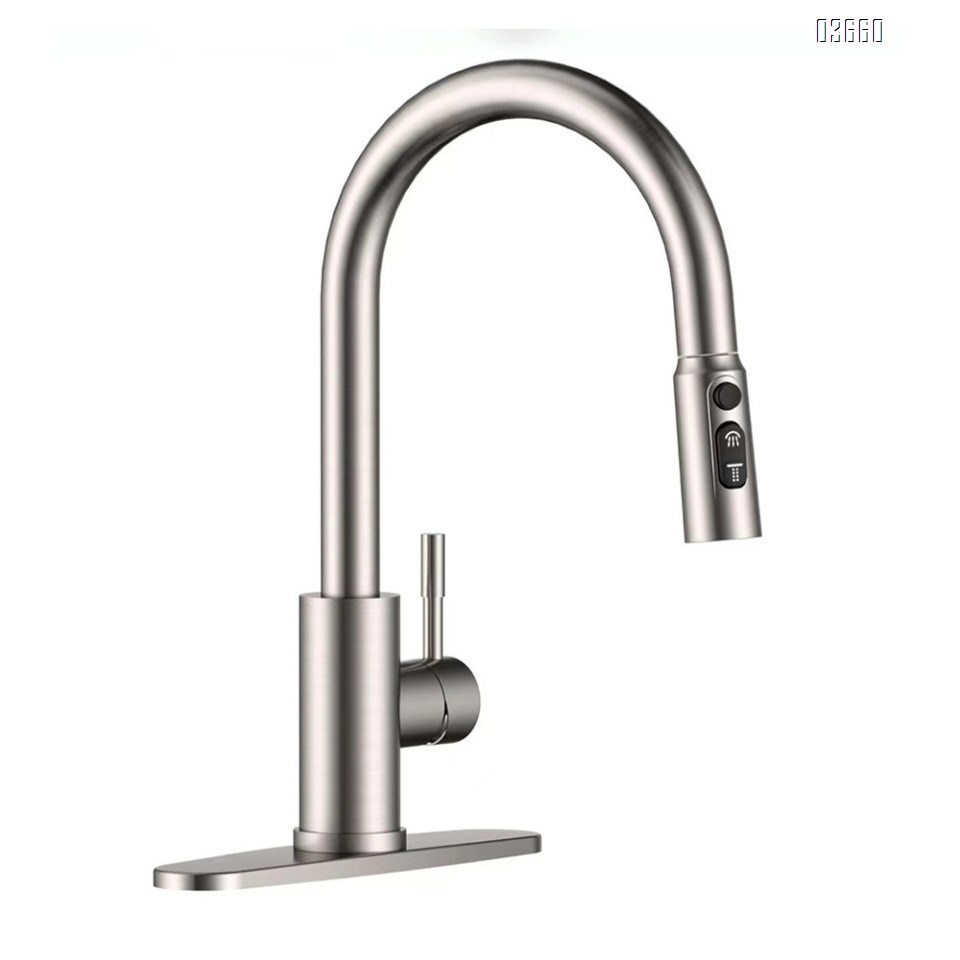 Multi-Function Deck-Mounted  Pull Down Kitchen Faucet 2 Spray Modes with Switch Button Ceramic Valve Core Kitchen Tap Mixer