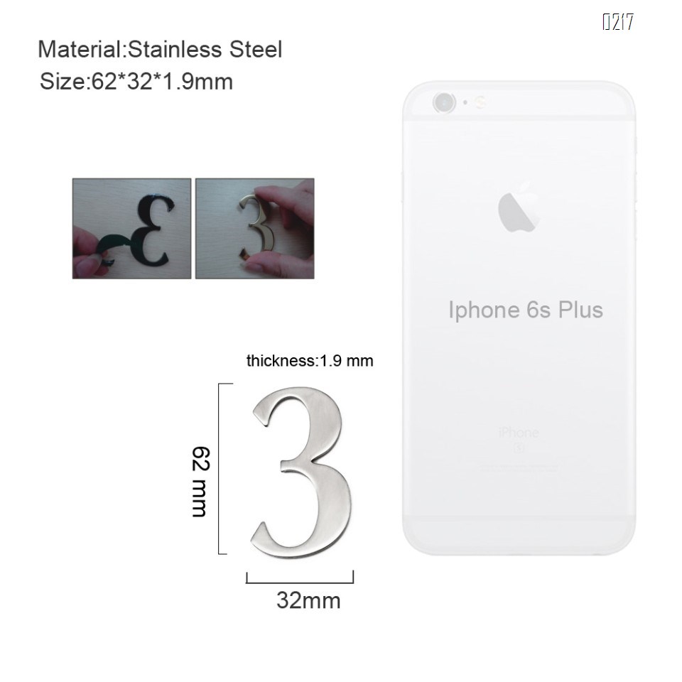 self adhesive house  number 3,1.4 inch Mailbox Numbers,304 Stainless Steel
