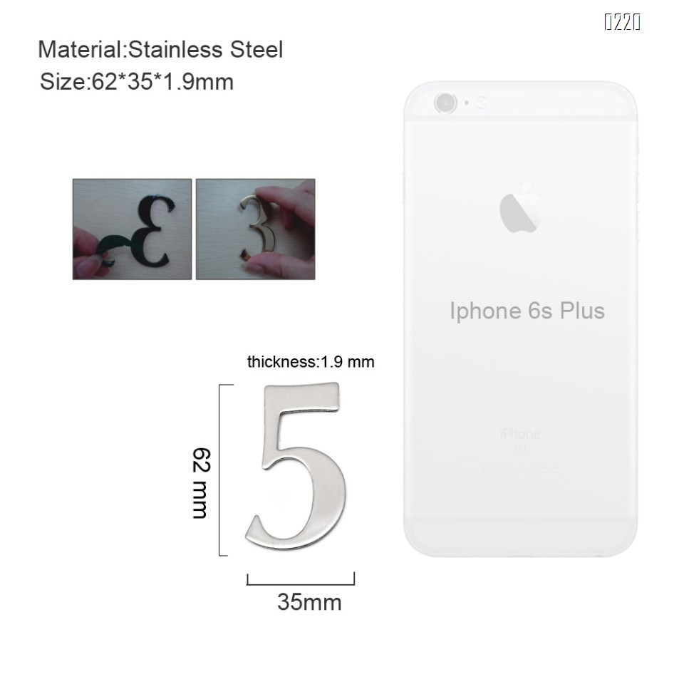 self adhesive house  number 5,1.4 inch Mailbox Numbers,304 Stainless Steel