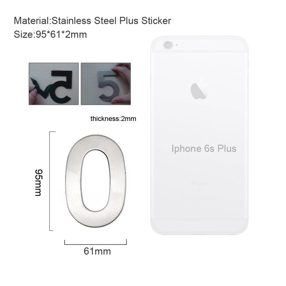 4 Inch House Numbers 0, Door Address Number Stickers for House/Apartment/Floor,  304 Stainless Steel