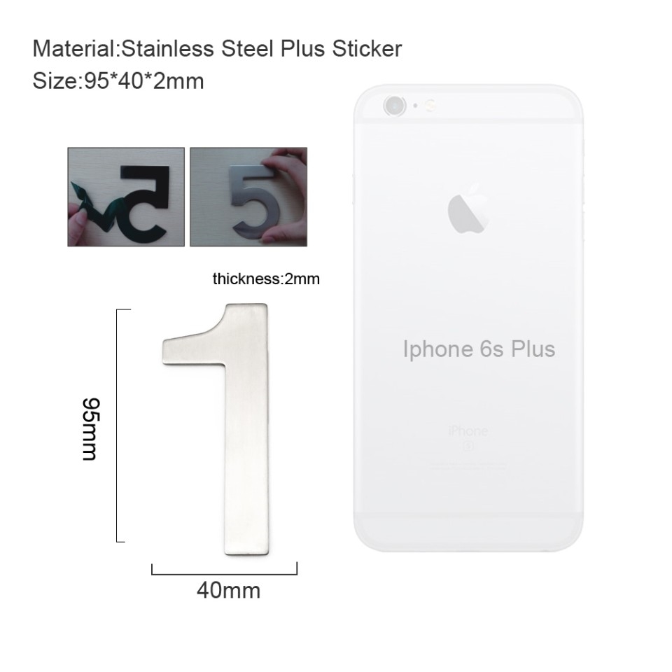 4 Inch House Numbers 1, Door Address Number Stickers for House/Apartment/Floor,  304 Stainless Steel