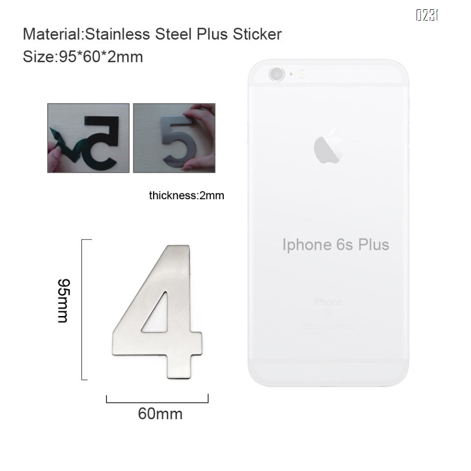 4 Inch House Numbers 4, Door Address Number Stickers for House/Apartment/Floor,  304 Stainless Steel