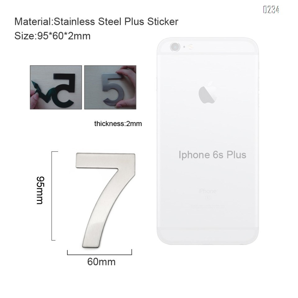4 Inch House Numbers 7, Door Address Number Stickers for House/Apartment/Floor,  304 Stainless Steel