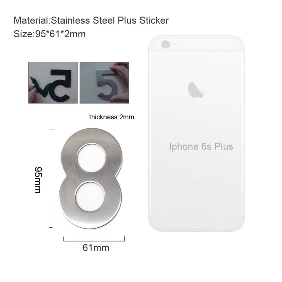 4 Inch House Numbers 8, Door Address Number Stickers for House/Apartment/Floor,  304 Stainless Steel