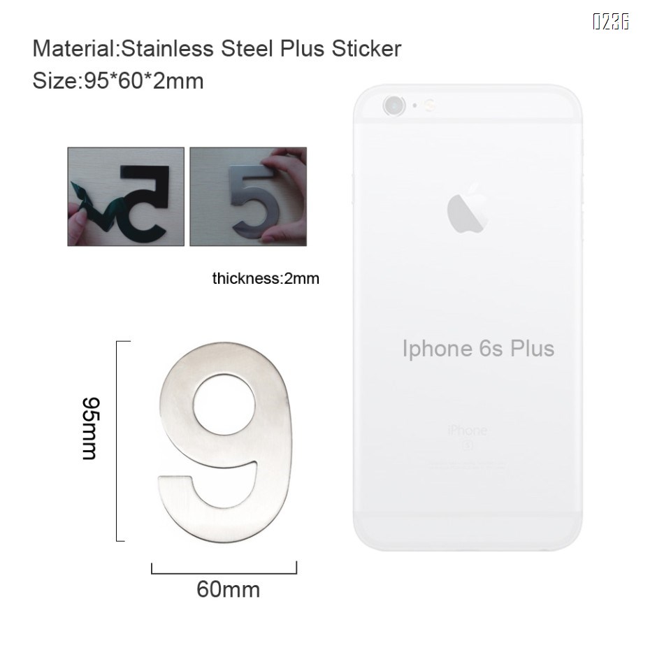 4 Inch House Numbers 9, Door Address Number Stickers for House/Apartment/Floor,  304 Stainless Steel