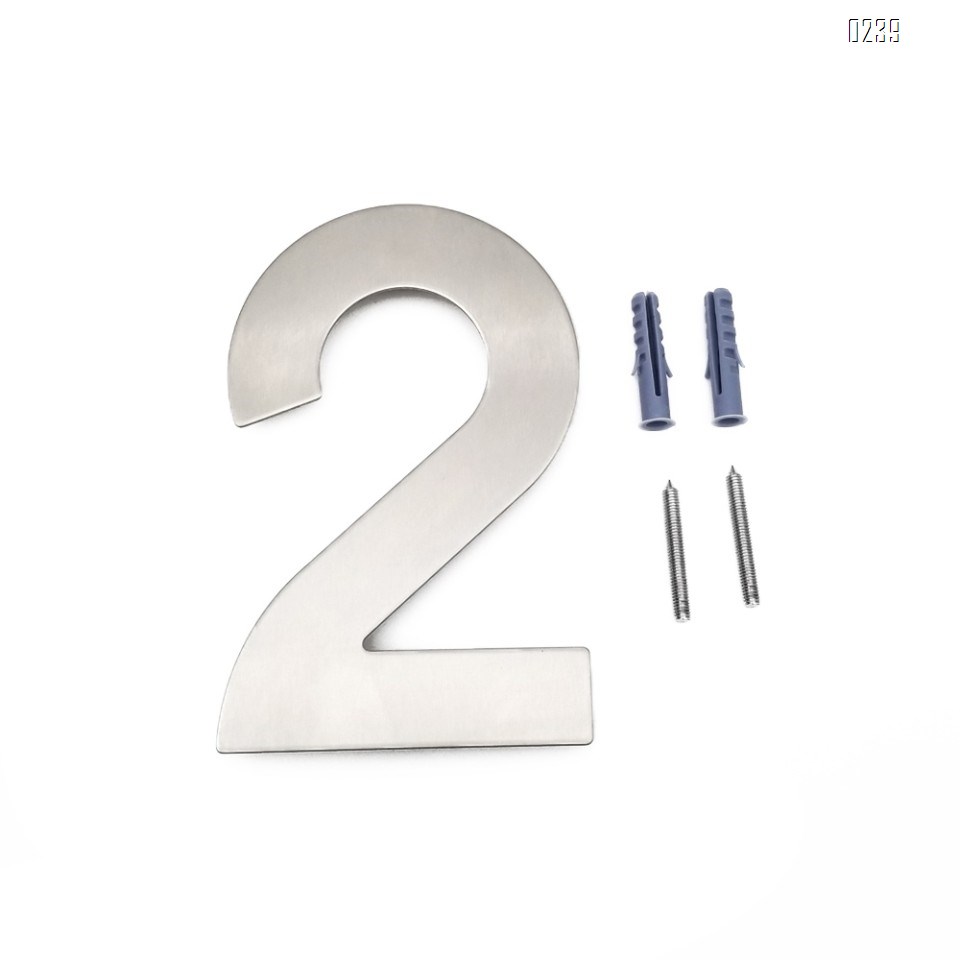 6 inch. Brushed 304 Stainless Steel Large Floating Modern House Numbers 2