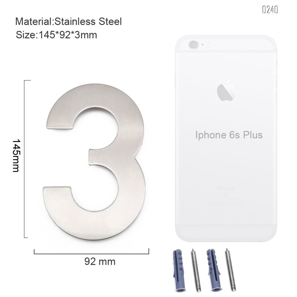 6 inch. Brushed 304 Stainless Steel Large Floating Modern House Numbers 2